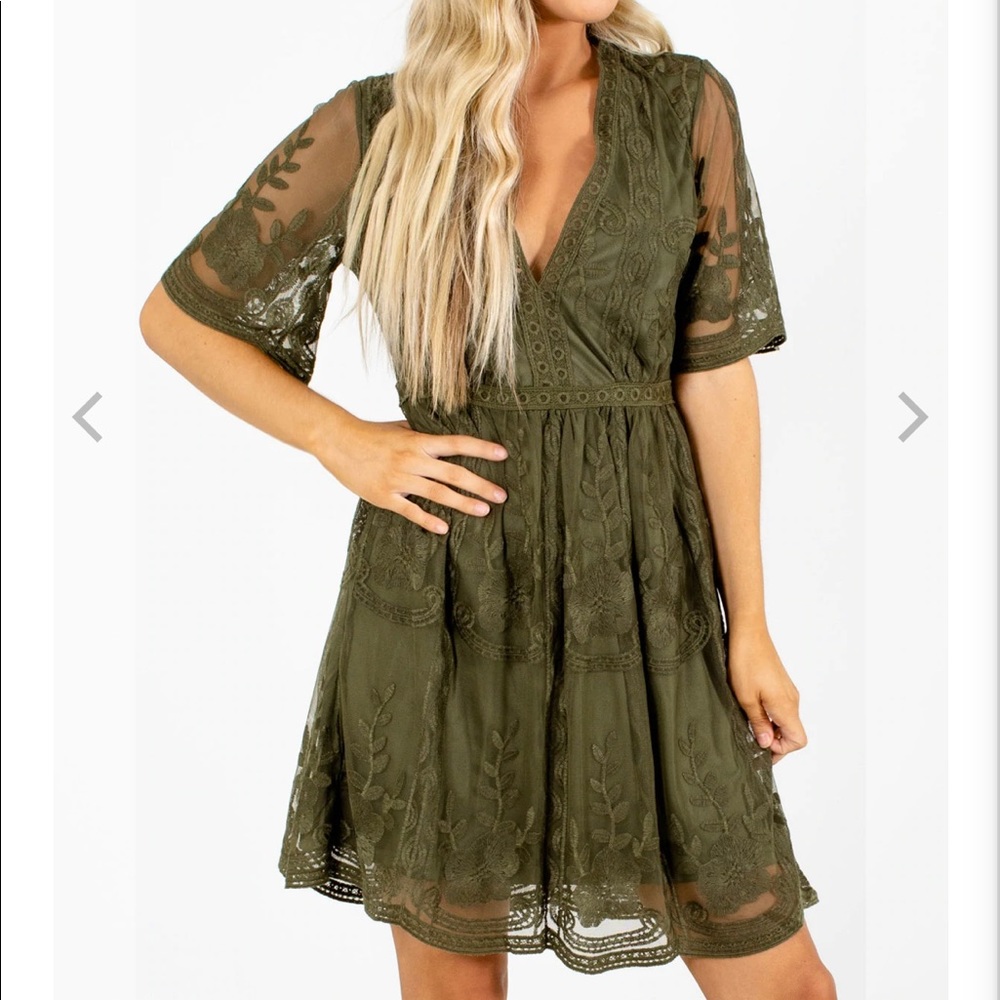 Lace Haute Monde Olive Dress